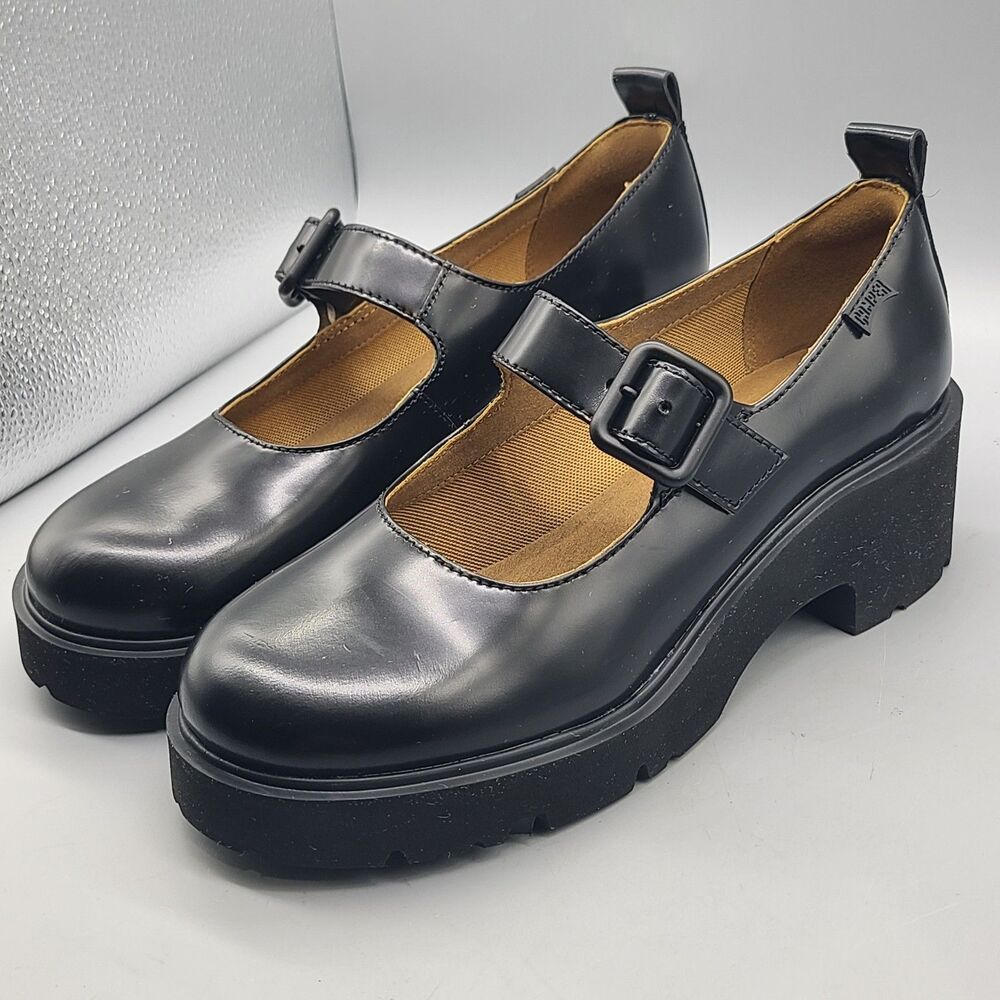CAMPER Women's Milah Platform Mary Jane Black Leather Shoes Size 11/ 42 New - Picture 4 of 10